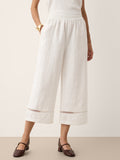100% Linen Lace Trim Cropped Pants GILLIAN
